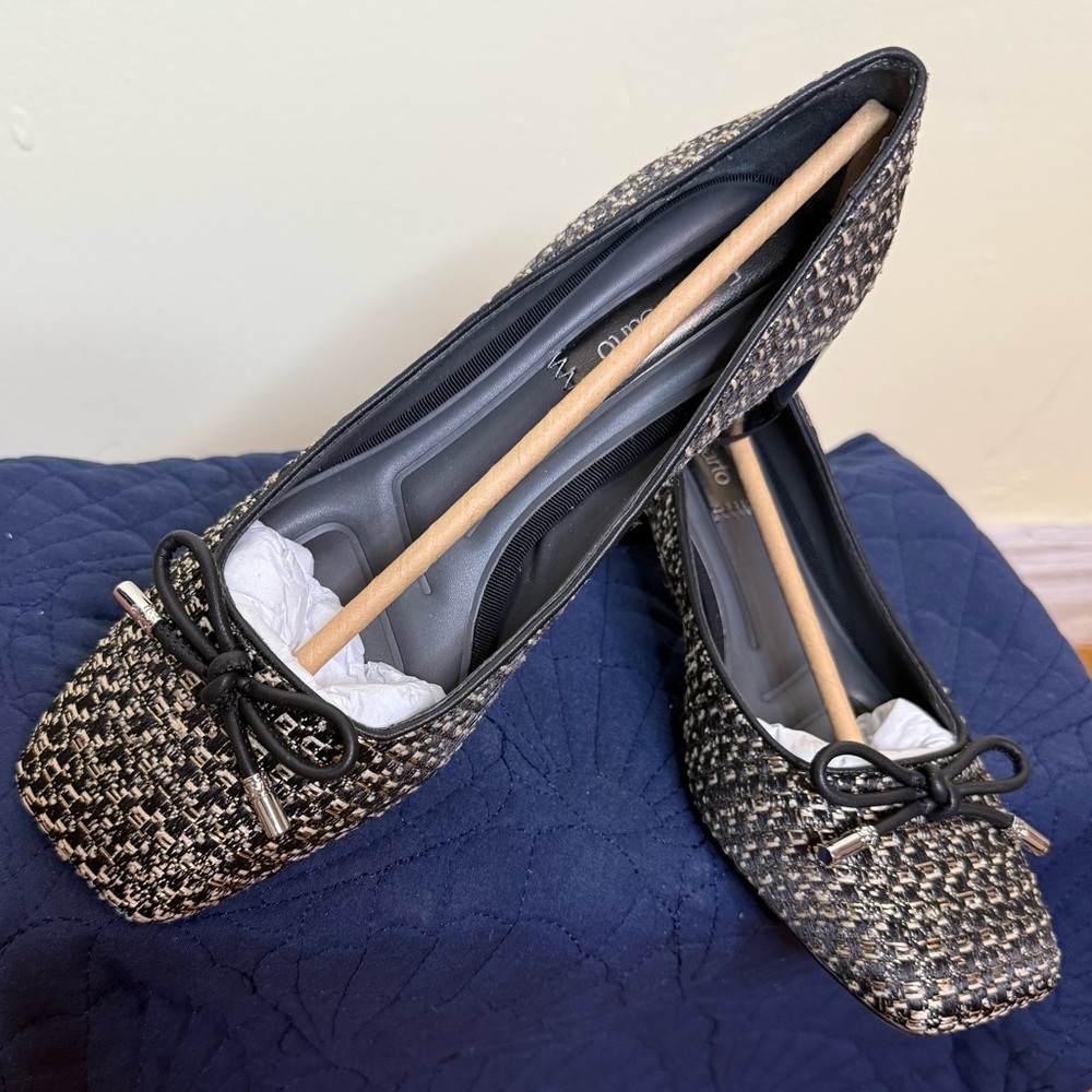 NWT | Franco Sarto Black and White Tweed Block Heels